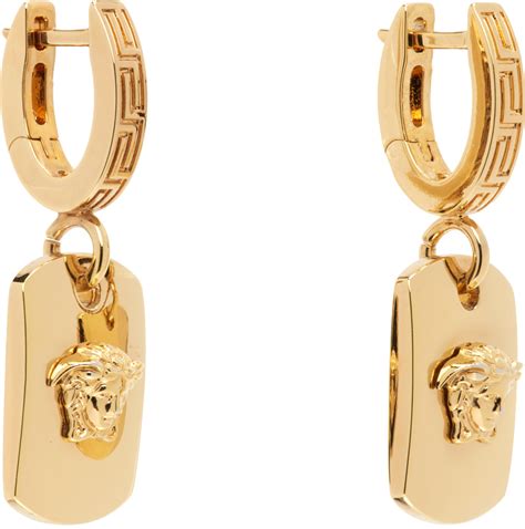 versace medusa hoop earrings|versace elongated medusa earrings.